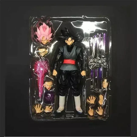 Novo 14cm anime dragon ball preto goku zamasu figura de ação super saiyan filme versão dbz modelo com vários acessórios brinquedos