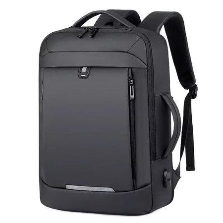 Expansível Mochila Laptop Impermeável, Bolsa de Negócios Masculina, Mochilas de Trabalho Multifuncionais, Saco Preto para Notebook, 16 17 "Carregamento