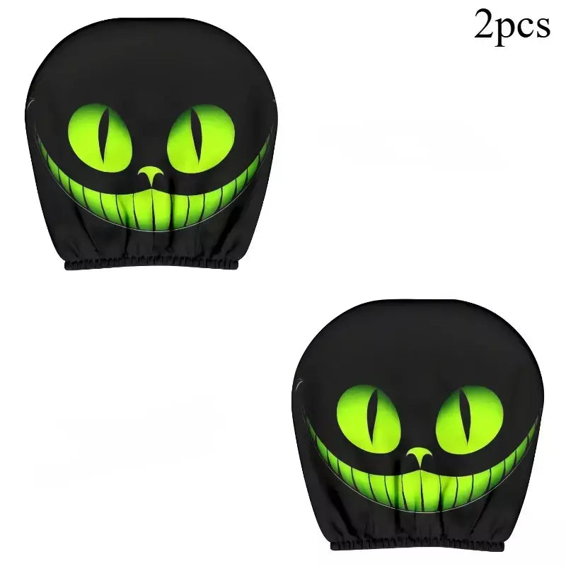 2 pçs fantasia sorriso místico olho de gato universal assento de carro encosto de cabeça cobre acessórios do carro presente do feriado capa protetora decorativa