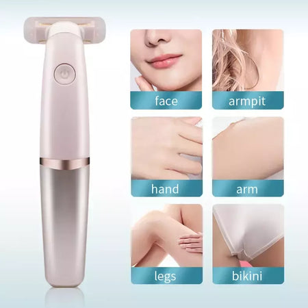 Portátil USB recarregável indolor feminino barbeador, perna e axila cabelo, aparador de barbear elétrico para mulheres, senhoras