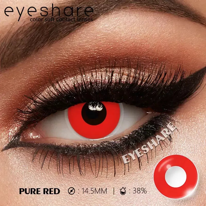 Eyeshare 1 par cosplay lentes de contato coloridas brancas lentes de contato vermelhas anime lentes de olho preto halloween beleza maquiagem lentes