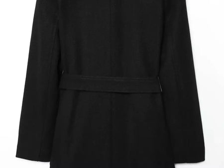 Tidalyf 2025 casaco longo feminino de mistura de lã, gola virada para baixo, cintura com cinto, manga comprida, comprimento da panturrilha, jaqueta com bolsos para o outono