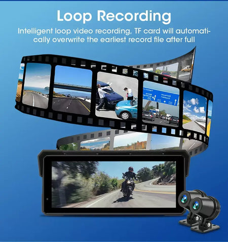 Jmcq portátil 8.1 polegada ip67 à prova dip67 água motocicleta 4k dvr navegação gps sem fio carplay android auto moto gravador monitor