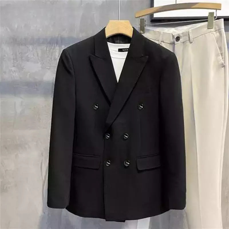 Blazer fino de negócios masculino, roupas estilo coreano, casaco casual, terno elegante, jaquetas marrons, de alta qualidade, 2024