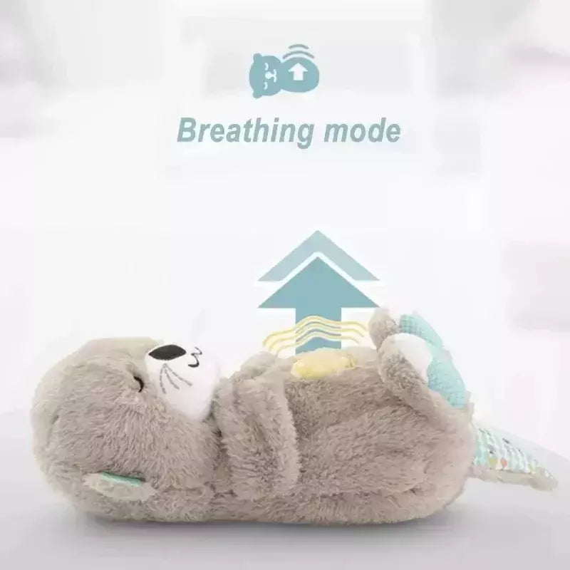 Baby Breath Bear Calmante Otter Plush Toy, Criança Calmante Música, Companheiro do sono, Som e Luz, Presentes de boneca