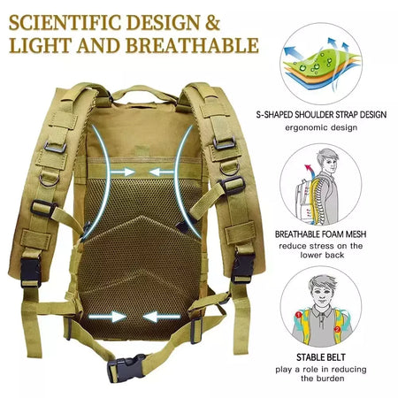 Classic Tactical Camouflage Nylon Backpack, Travel Sports Bag, Escalada ao ar livre, caça, pesca, caminhadas, 3P Pack
