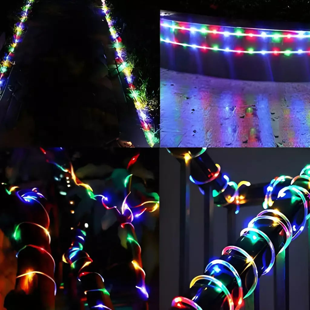 Led solar corda luz de tira corda 7m jardim iluminação rua guirlanda natal luzes fadas ao ar livre ip65 à prova dip65 água tubo lâmpada