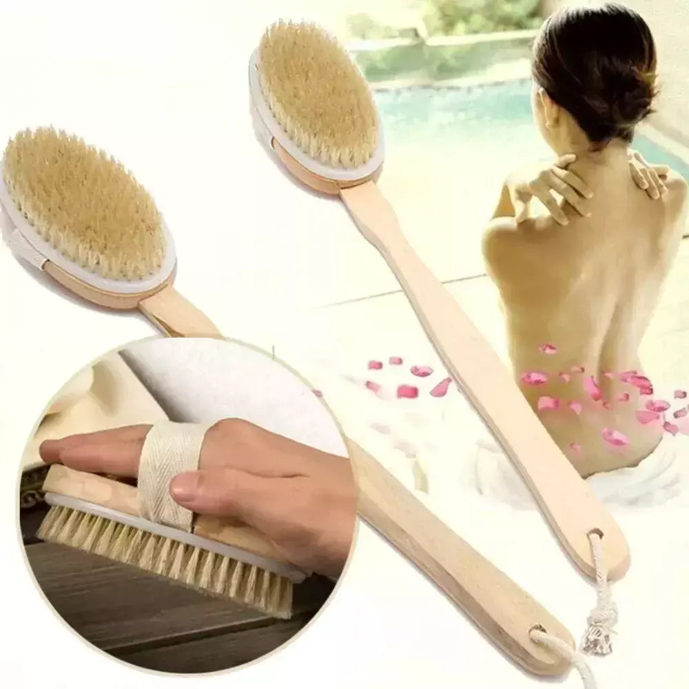 Escova Corporal De Chuveiro De Cabo Longo Destacável De Madeira, Massagem De Banho, Esfoliante De Corpo Traseiro, Lavagem Do Banheiro, Ferramentas De Banho, 1Pc
