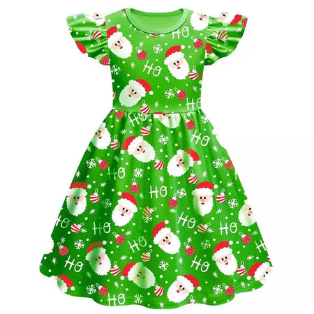 Novo natal meninas vestido carta papai noel impressão carnaval festa crianças roupas de natal masquerade desempenho roupas infantis
