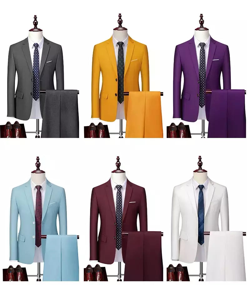 (Jaqueta + Calças) Últimas Homens Terno Set Blazers Formais Slim Fit Negócios Smoking 2 Pcs Terno Do Noivo Vestido de Noiva Homem Terno S-6XL