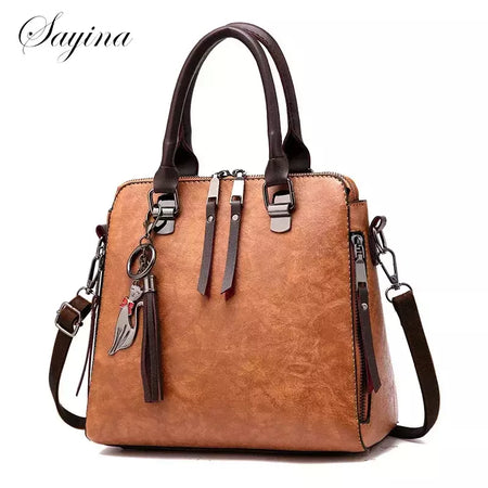 Bolsa de Ombro de Couro Retro para Mulheres, Bolsa Crossbody Messenger, Grande Capacidade, Bolsa Feminina, Designer de Luxo, Alta Qualidade