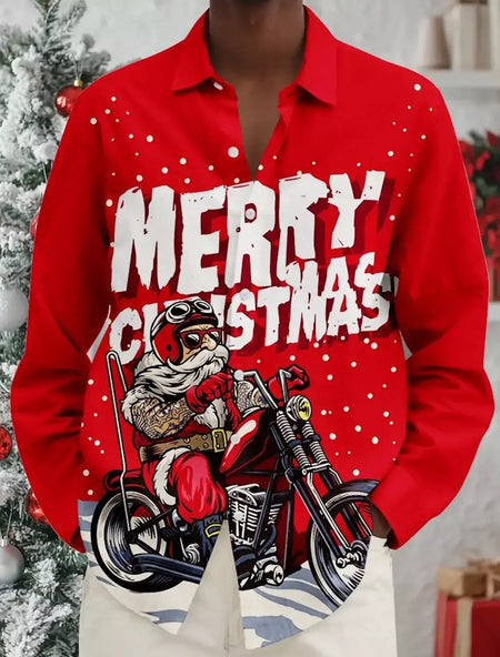 2024 novo estilo de natal papai noel camisa gráfica para homens casual vintage impressão 3d manga longa roupas feriados festa y2k topos