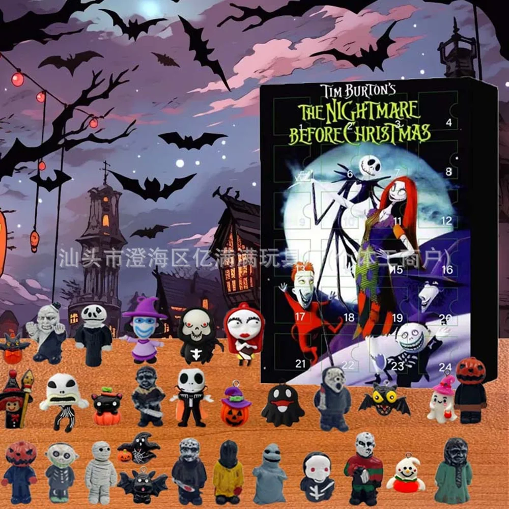 2024 novo o pesadelo antes do natal calendário do advento jack skellingtone caixa mistério figuras dos desenhos animados anime brinquedos para crianças presente