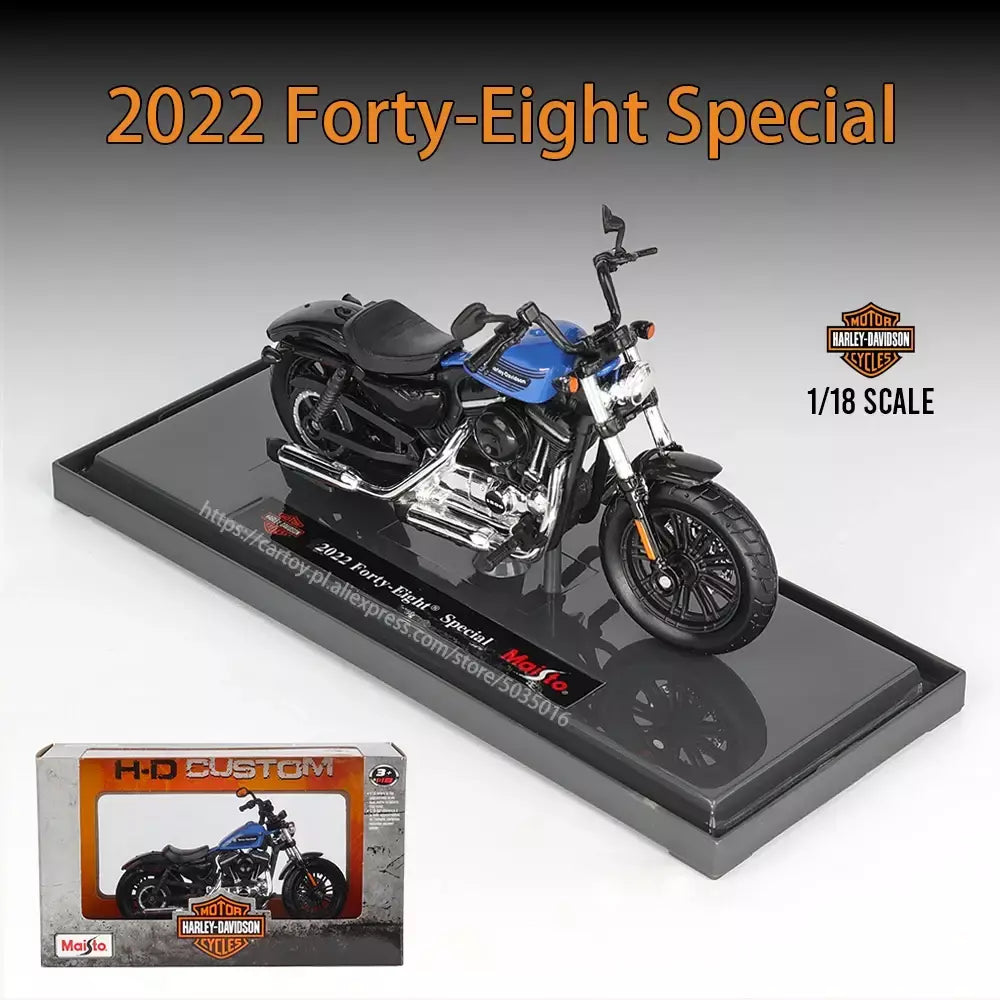 Maisto 1:18 Harley-Davidson Motocicleta 2022 Road King 2022 Fat Bob 114 Liga Modelo de Motocicleta Coleção de Carros de Brinquedo