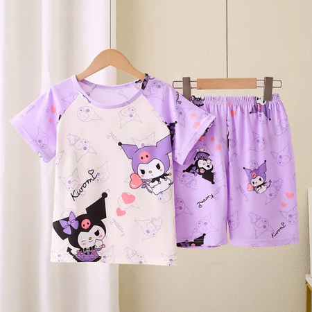Novo verão crianças pijamas conjunto de 2 peças roupas de ar condicionado para meninos meninas bebê manga curta roupas para casa na moda