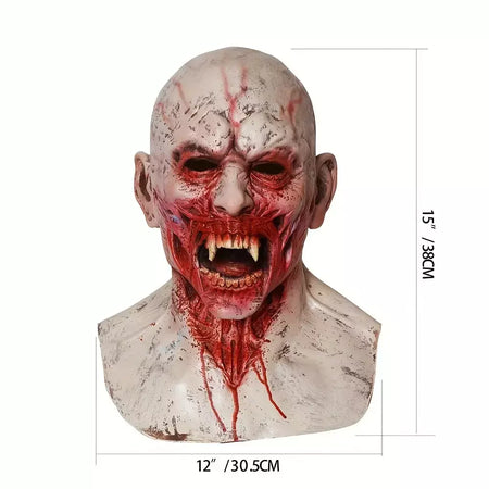 Máscara de vampiro zumbi realista máscara sangrenta látex rosto cheio traje de terror para halloween cosplay festa vestir-se acessório