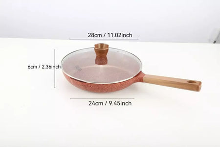 Donnor frigideira de granito 20/24/28cm, frigideira de pedra médica, frigideira de omelete saudável, não tóxica com alça resistente ao calor
