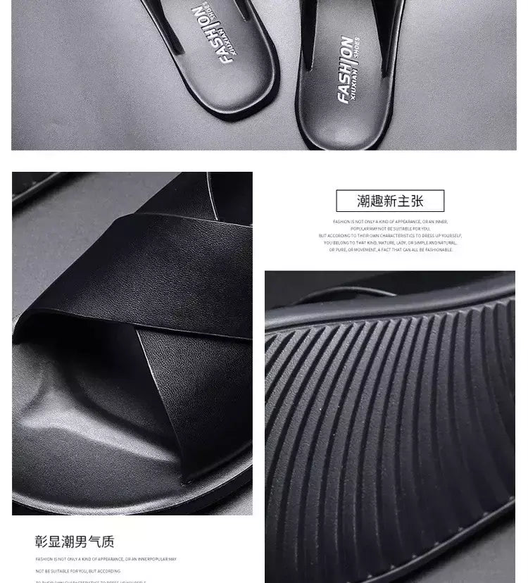 Sandálias para homens chinelos de couro genuíno marca de luxo moda masculina apartamentos casuais antiderrapantes praia sandalia zapatos hombre 2024