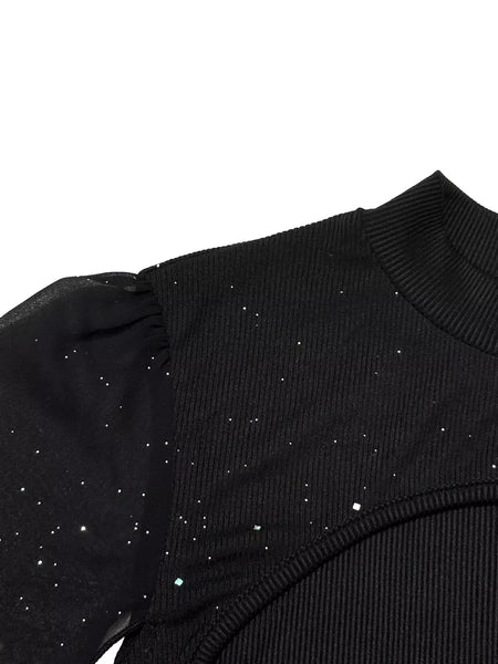 Sexy feminino gola capa mini vestido lantejoulas espumante clube festa noite fora cabido bodycon elegante outono inverno