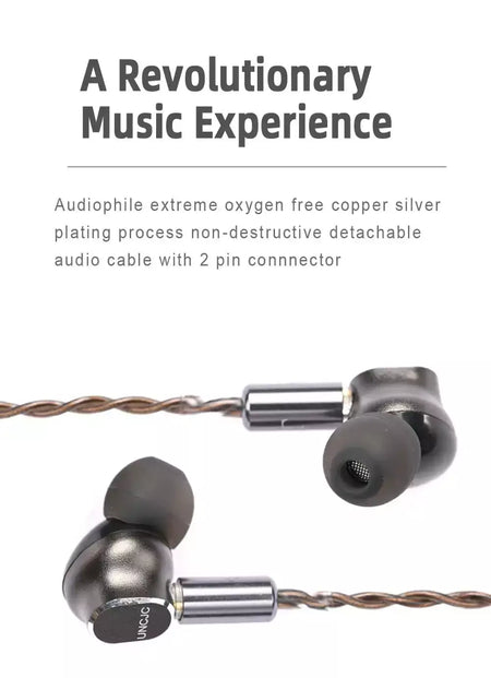 Uncjc fone de ouvido com fio de alta resolução usb c fones de ouvido embutidos USB-C dac par trançado cabo de 2 pinos iem fones de ouvido alugues áudio com microfone