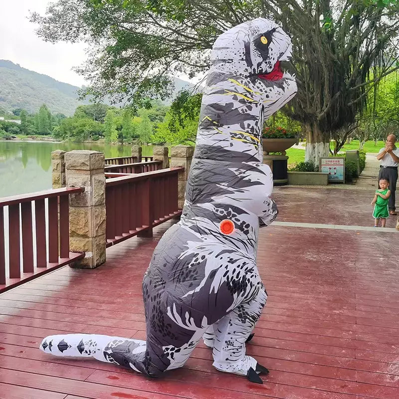 Adulto crianças trajes de dinossauro inflável terno vestido anime festa cosplay carnaval purim traje de halloween para homem mulher