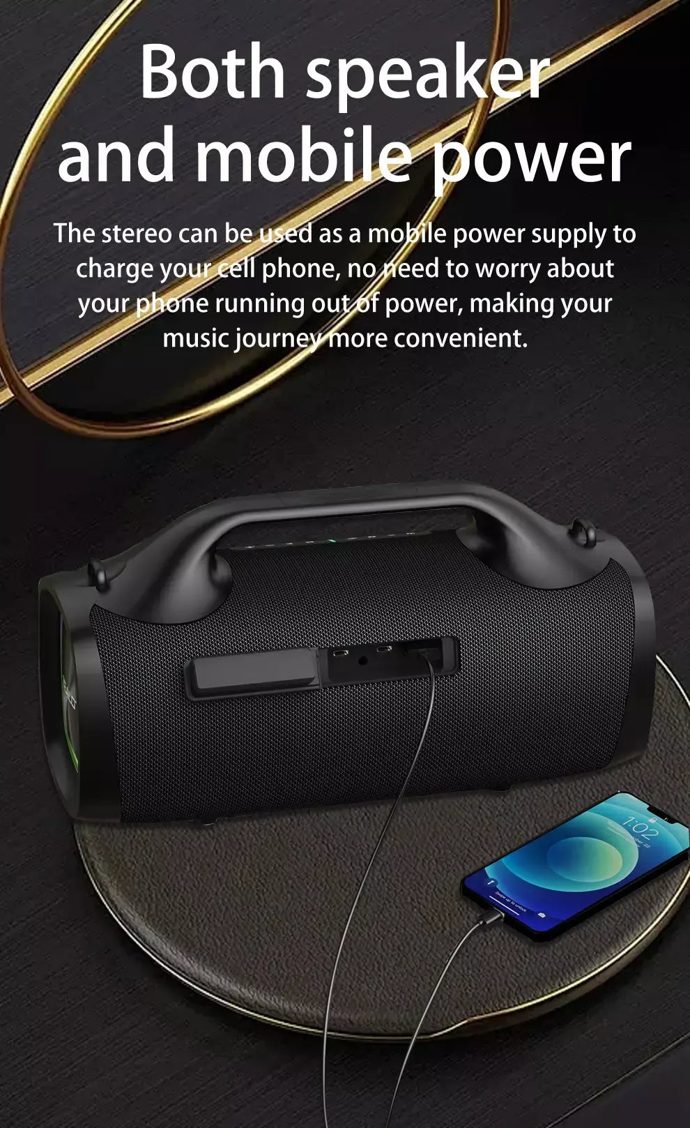Zealot S79 100W alto-falante sem fio, alto-falante subwoofer portátil ao ar livre, qualidade de som Hifi, emparelhamento duplo, carregamento rápido, 24000mAh.