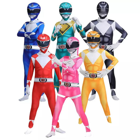 Power samurai sentai shinkenger rangers traje adulto crianças super-herói cosplay festa de aniversário de halloween macacão zentai terno