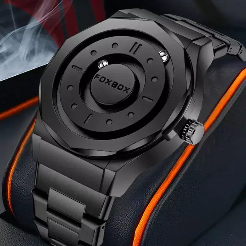 Foxbox criativo rolagem ponteiro força magnética relógios de pulso quartzo masculino esportes ao ar livre relógio à prova dwaterproof água masculino relogio masculino