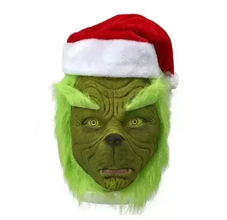Conjunto de fantasia de papai noel, festa de natal, baile, adulto, dramatização, roupa verde, monstro desgrenhado, dia das bruxas, cosplay, luvas, máscara