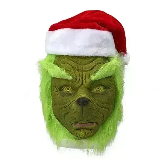 Conjunto de fantasia de papai noel, festa de natal, baile, adulto, dramatização, roupa verde, monstro desgrenhado, dia das bruxas, cosplay, luvas, máscara