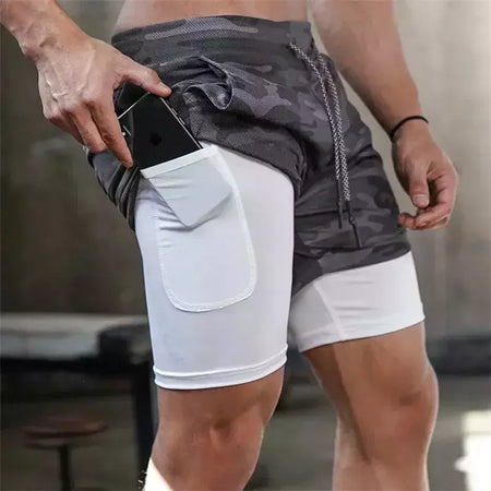 Masculino Anime 2 em 1 Calções Esportivos, Calções de Compressão Atlético Calças de Treino Fitness Running Sportwear, Desempenho Ginásio