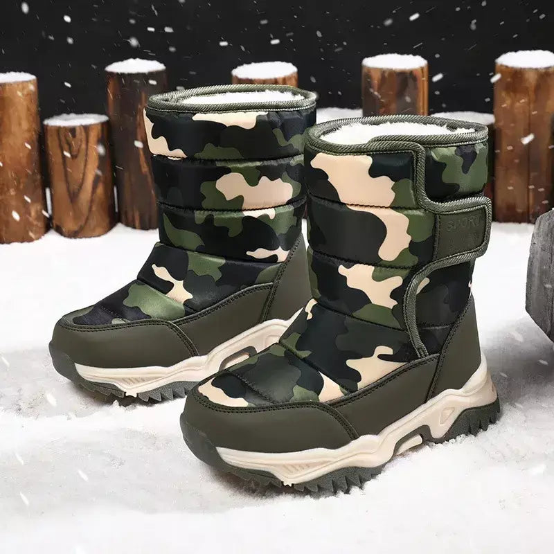 2023 inverno crianças sapatos de pelúcia tecido impermeável antiderrapante sapatos da menina sola de borracha botas de neve moda quente botas ao ar livre