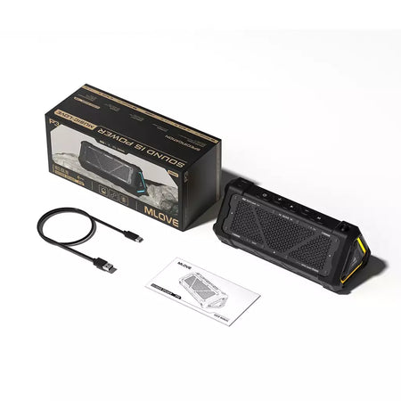MLOVE P3 Alto-falante Bluetooth externo, alto-falante Bluetooth 5.3 com potência de saída de 40 W, som estéreo IPX7 à prova d'água, cartão Micro SD, luz RGB