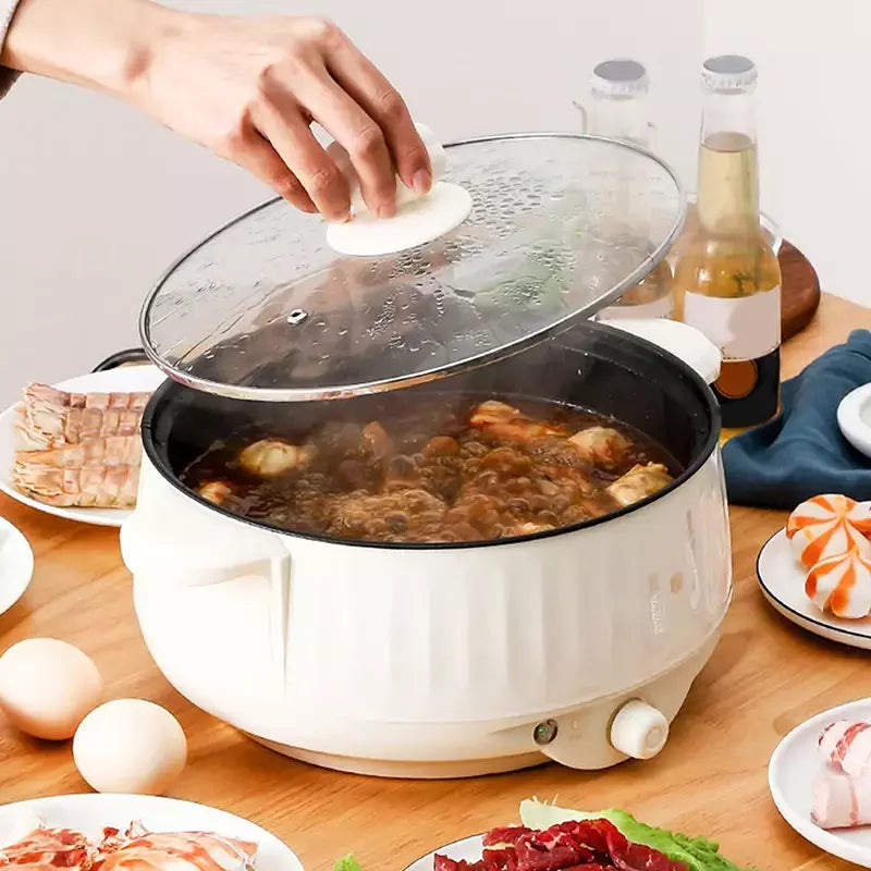 Frigideira elétrica multifuncional, 1.7/3.2/3.7l, antiaderente, fogão lento, grande capacidade, panela quente elétrica, suprimentos de cozinha