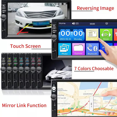 7 Polegada rádio do carro 1 din multimídia mp5 player espelho link tela de toque fm iso potência aux entrada bluetooth usb universal autoradio