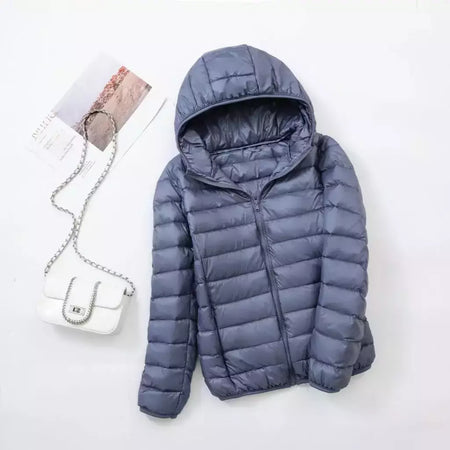 Casaco fino leve com capuz de pato para mulheres, casaco curto fino, streetwear quente, branco, plus size, casacos, outono, inverno, 2023