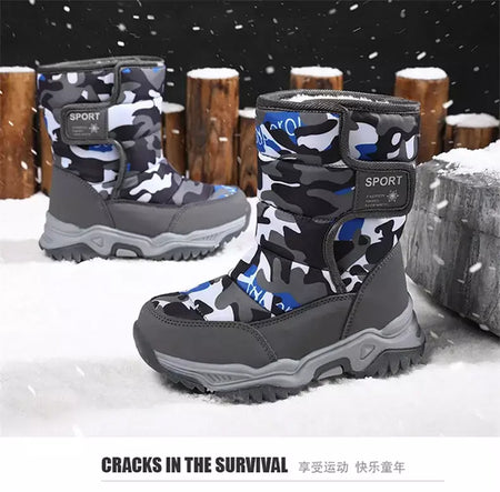 2023 inverno crianças sapatos de pelúcia tecido impermeável antiderrapante sapatos da menina sola de borracha botas de neve moda quente botas ao ar livre