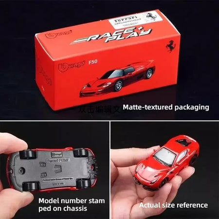 Coleção Ferrari Bburago 1:64 - modelos fundidos em liga LaFerrari 458 Enzo SF90, mini carros de simulação, conjunto de presente para adultos e crianças