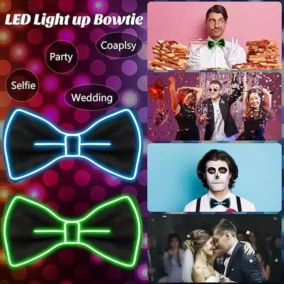 Suspensórios de led iluminados masculinos, gravata borboleta unissex, calças elásticas ajustáveis, suspensório iluminado com led para festival de música, festa de fantasia