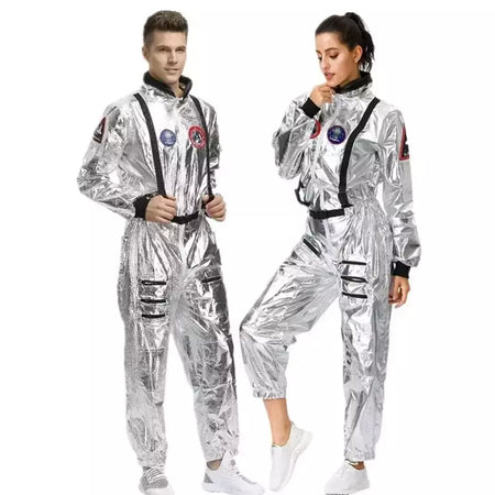 Halloween natal prata spaceman masculino feminino espaço terno adulto crianças astronauta traje festa de família vestir-se presente aniversário