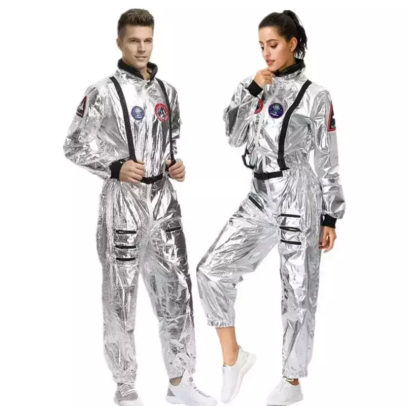 Halloween natal prata spaceman masculino feminino espaço terno adulto crianças astronauta traje festa de família vestir-se presente aniversário