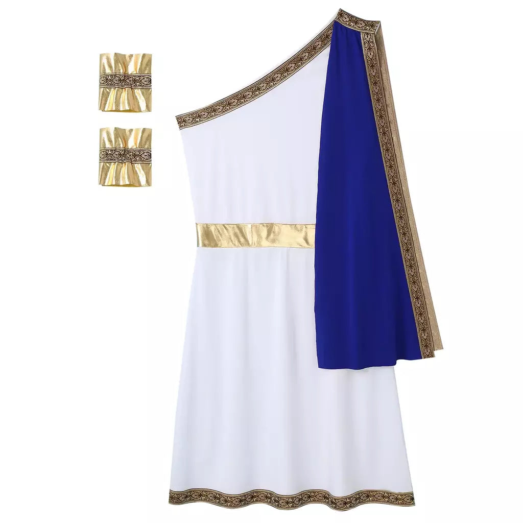 Homens antigo deus grego gladiador halloween cosplay trajes toga com mangas rei romano príncipe toga robe vestido punhos destacáveis