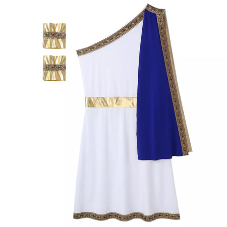 Homens antigo deus grego gladiador halloween cosplay trajes toga com mangas rei romano príncipe toga robe vestido punhos destacáveis