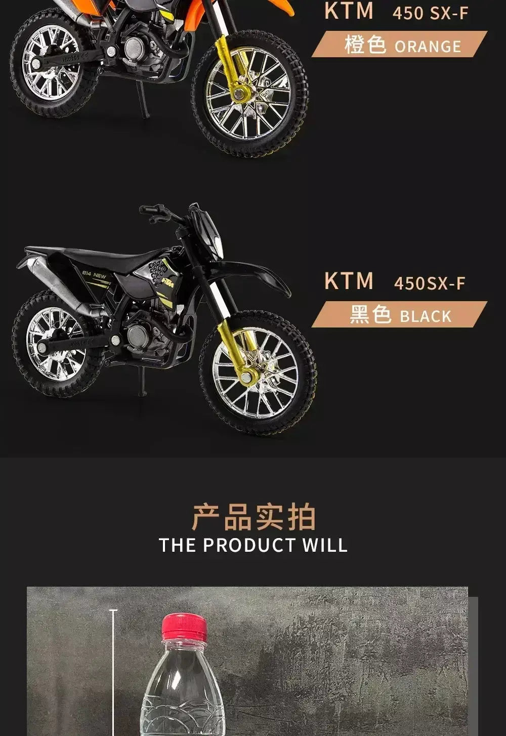 450 SX-F liga modelo de motocicleta 1:18 diecasts portátil corrida dedo motobike simulação coleção brinquedos para crianças