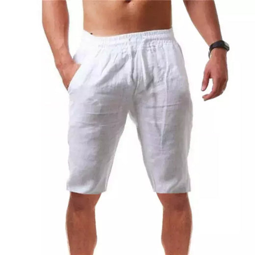 Respirável Shorts De Linho De Algodão dos homens, Calças Masculinas Verão, Calças Curtas de Cor Sólida, Fitness Streetwear, S-3XL