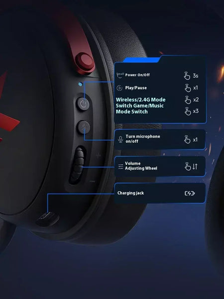 Original mchoose v9 pro personalizado gaming fone de ouvido tri-mode esports fones de ouvido hi-res música ativo redução de ruído fones de ouvido pc