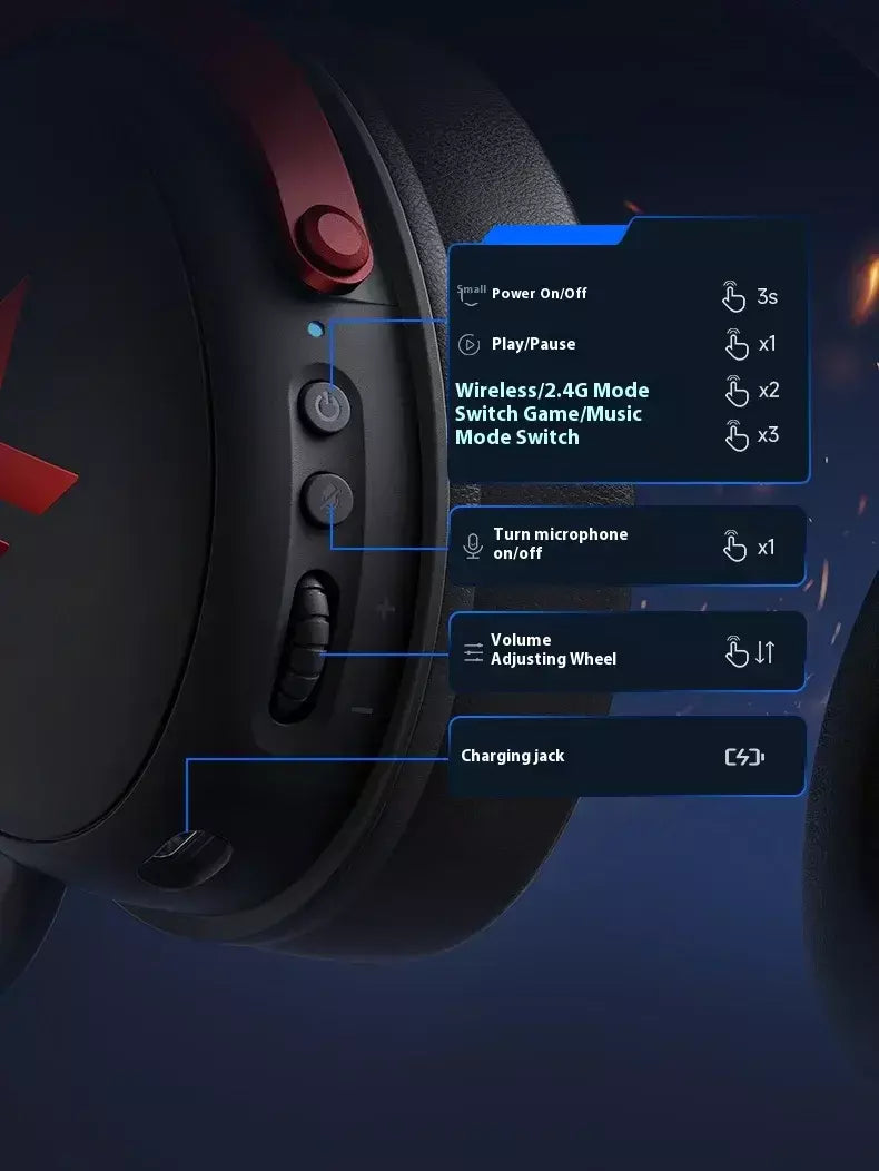 Original mchoose v9 pro personalizado gaming fone de ouvido tri-mode esports fones de ouvido hi-res música ativo redução de ruído fones de ouvido pc