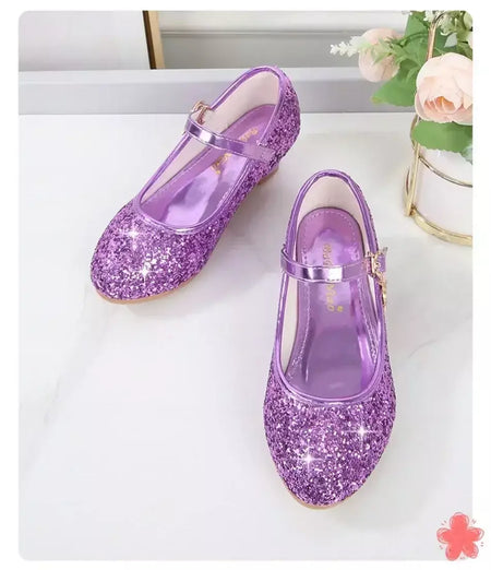 Meninas sapatos crianças salto alto glitter sandálias de cristal moda fivela crianças princesa sapato dança estudante desempenho sapatos de couro