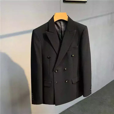 Blazer fino de negócios masculino, roupas estilo coreano, casaco casual, terno elegante, jaquetas marrons, de alta qualidade, 2024