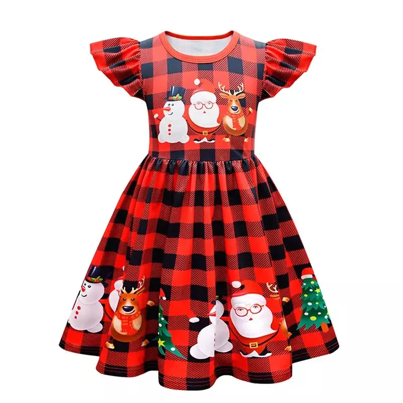 Novo natal meninas vestido carta papai noel impressão carnaval festa crianças roupas de natal masquerade desempenho roupas infantis
